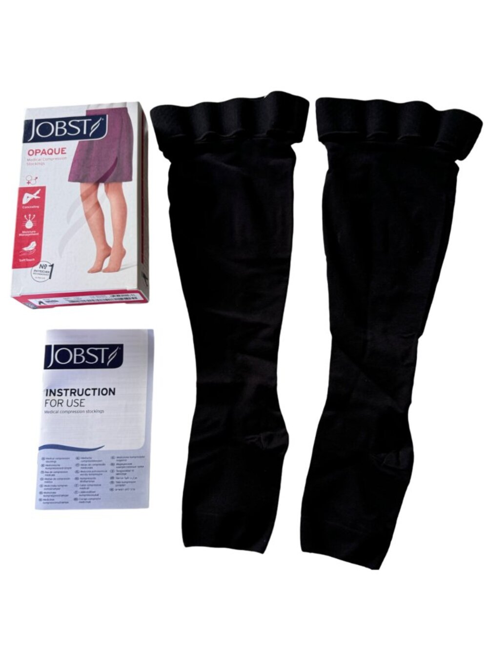 Jobst Opaque Black THIGH Open Toe Compression Stockings 20-30mmHg Support XL - Picture 2 of 11